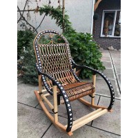 Rocking chair black and white, folding, 1100045